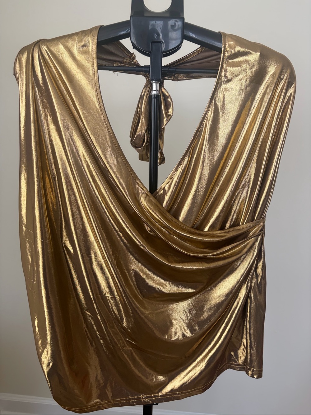 "Golden Hour" Outfit | Metallic Gold Halter Mini Dress + Bangles + Rings | 22